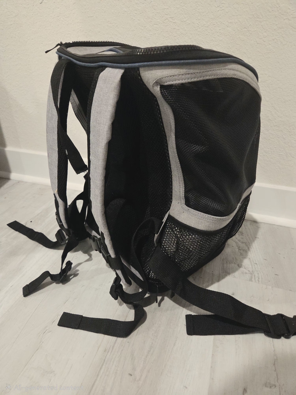 Black & Gray Mesh Cat Carrier Backpack with Comfortable Straps